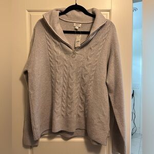 J Crew Extra Soft Purple Quarter Zip With Tags